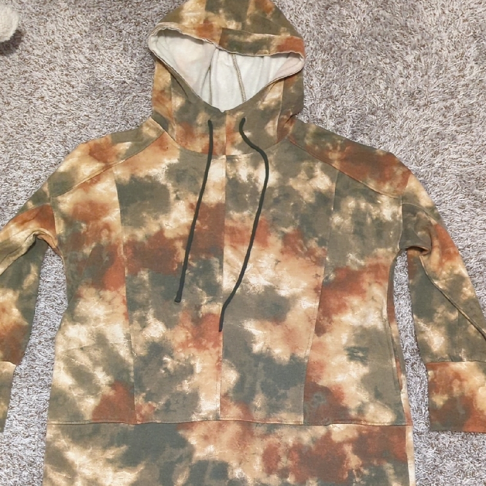 Tie-Dye Hoodie with Drawstring